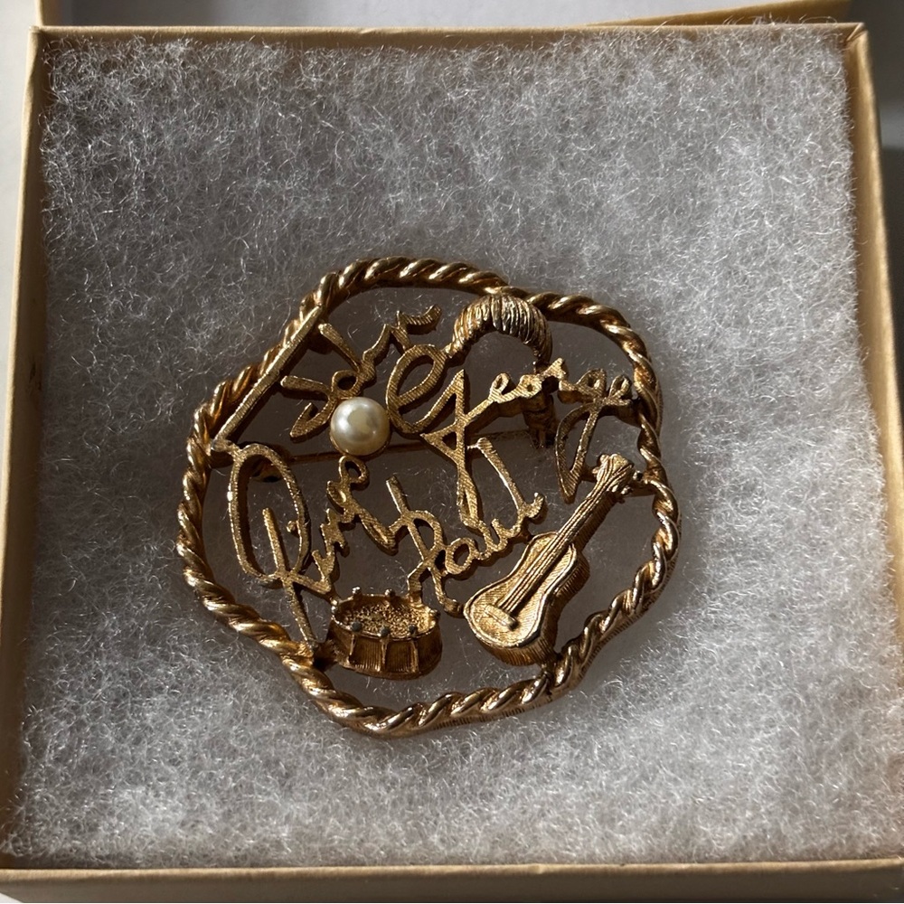 The Beatles Gold Tone Music Themed Brooch very old 1960’s